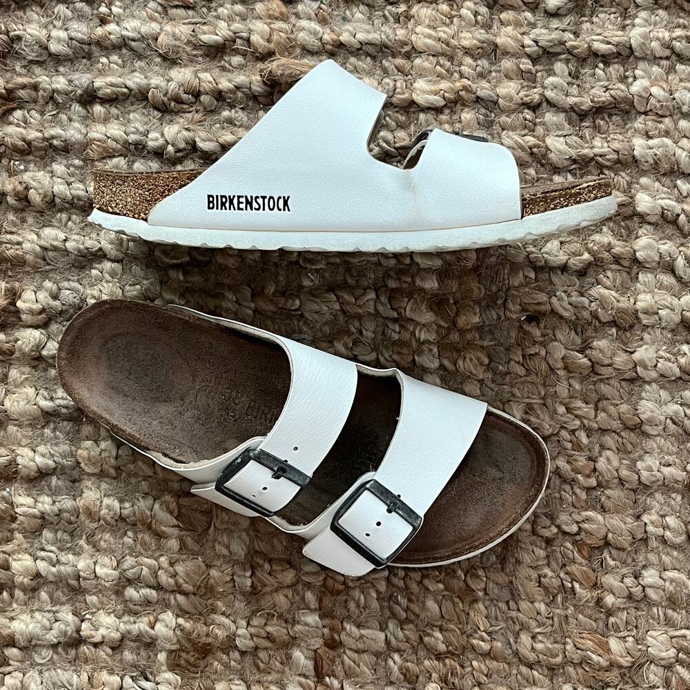 Birkenstock Arizona White Birko-Flor Sandals EU 37 Narrow Women's 7 7.5